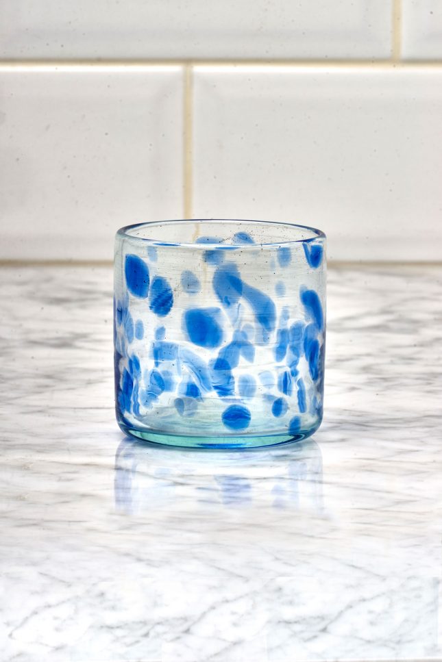 Short Glass Splatter Blue