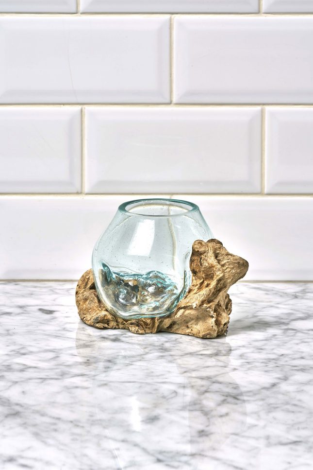 Wood Blown Glass Planters