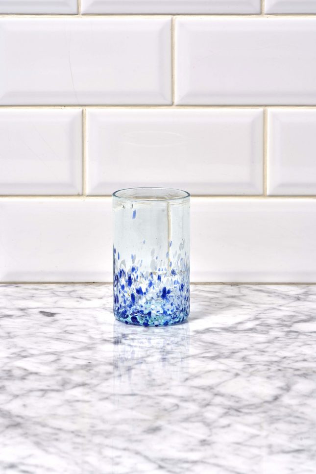 Tall Glass Dots Blue