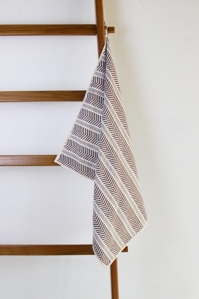 Tea Towel Herringbone Brown