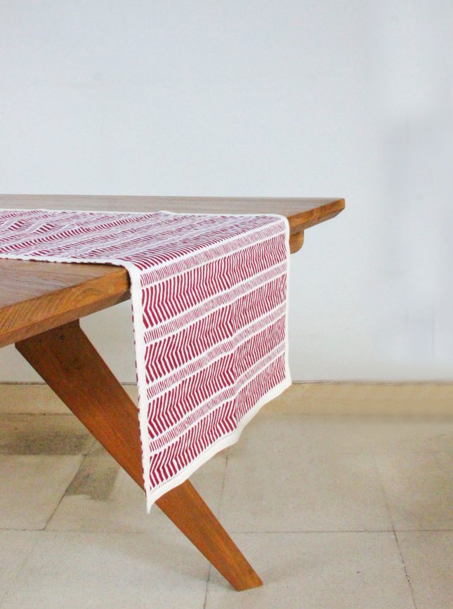 Table Runner Herringbone Maroon