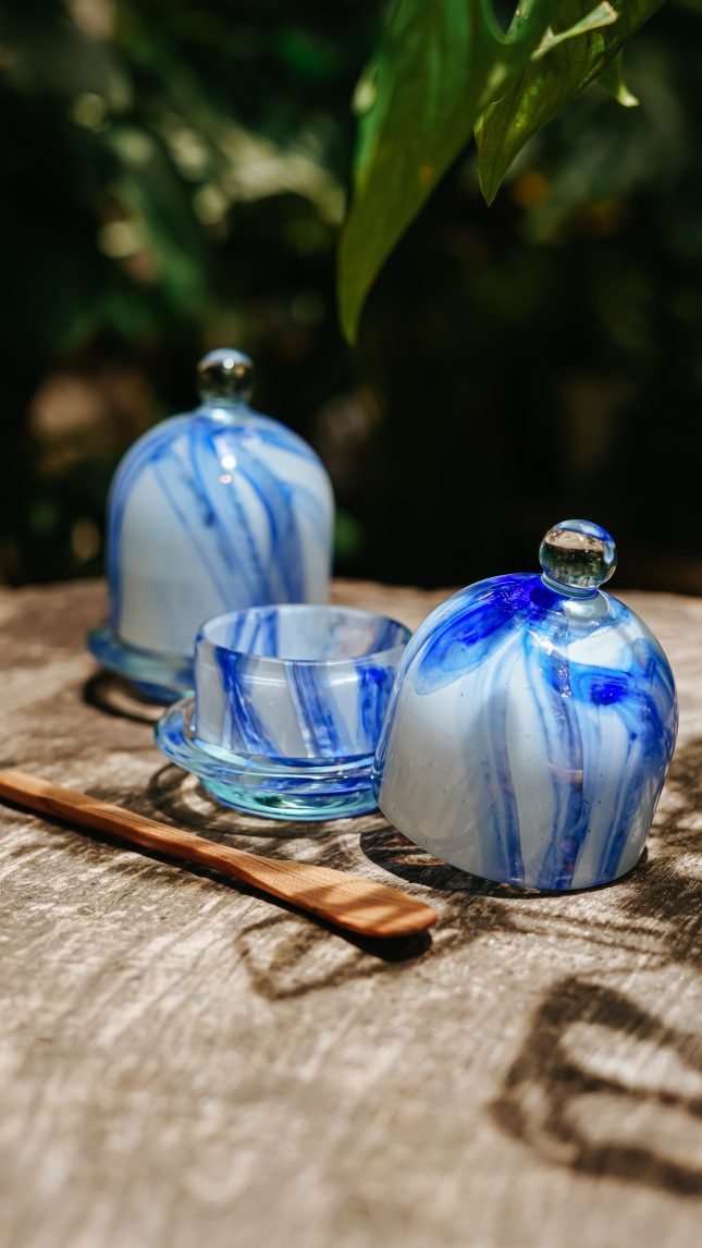 Butter Dish Blue White