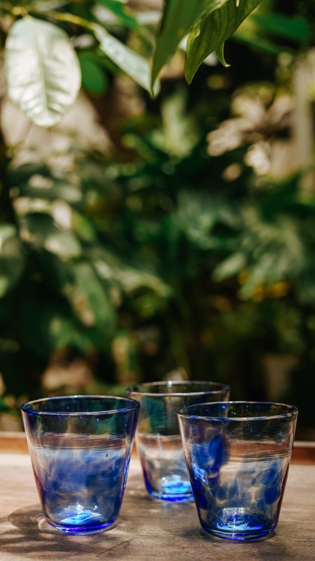 Tapered Glass Blue Splatter