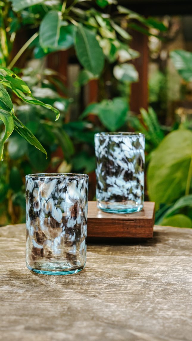 Tall Glass Splatter Black White