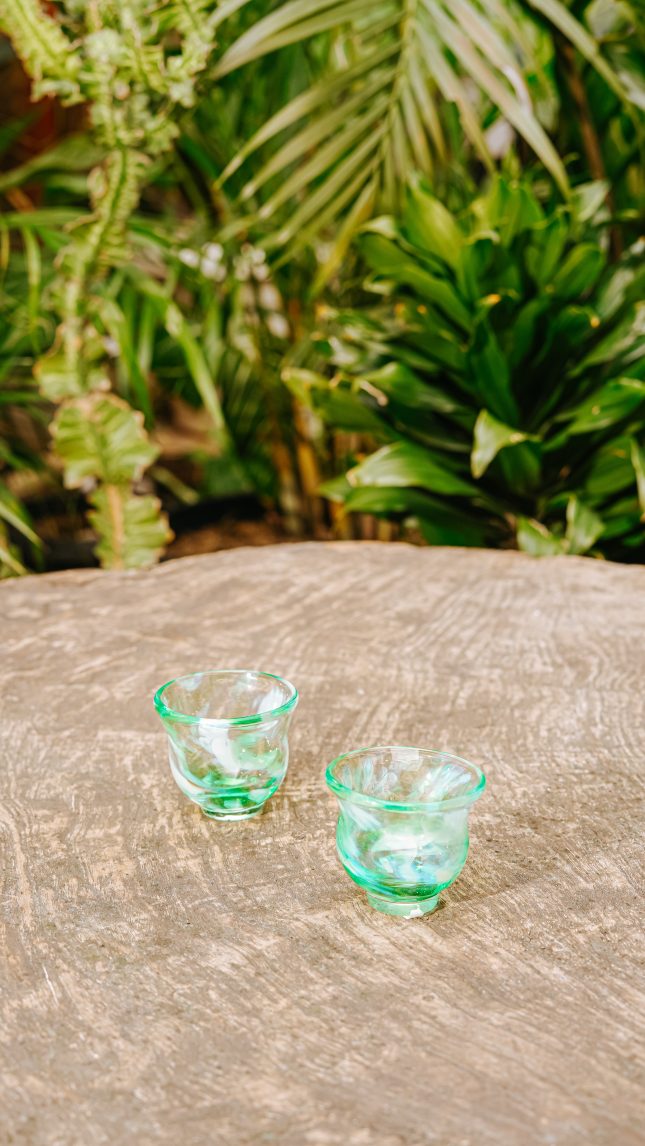 Sake Glass – Green and White Splatter