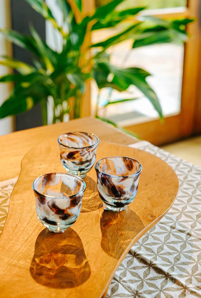 Sake Glass - Black and White Splatter