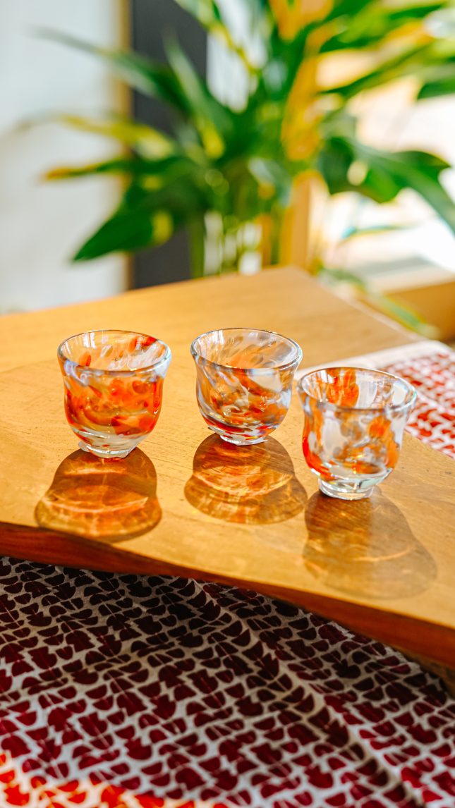 Sake Glass - Red and White Splatter
